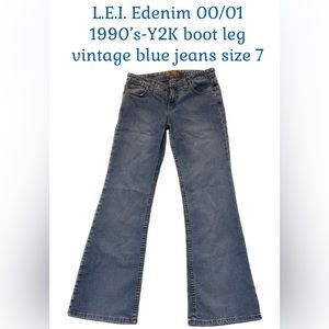 Vintage L.E.I. Edenim >00/01 1990’s-Y2K boot leg vintage blue jeans size 7 denim